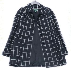Lauren Ralph Lauren Black White Window Pane Coat